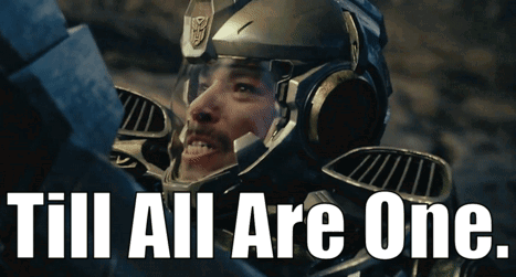 Man in Helmet Saying Till All Are One