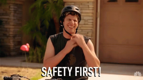 Man in Helmet Smiling Says Safety First