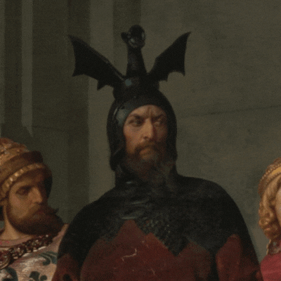 Man in Helmet with Dragon Wings