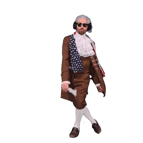 Man in Historical Costume Dancing with Headphones
