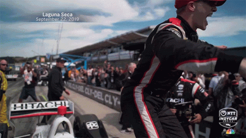 Man In Hitachi Race Suit GIF