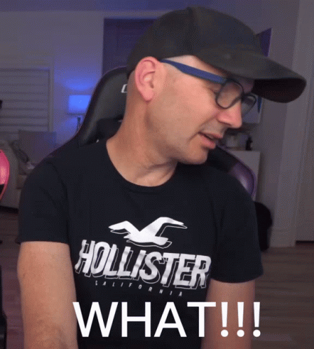 Man In Hollister T-Shirt And Hat Saying What GIF