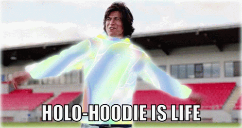 Man in Holographic Hoodie Holo-Hoodie Is Life