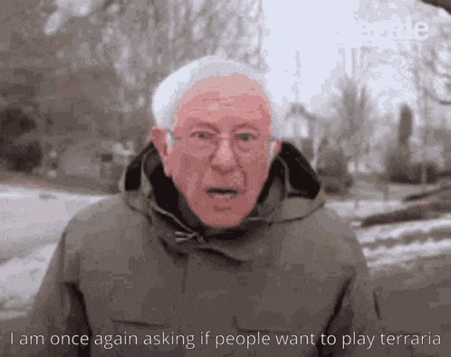 Man In Hooded Jacket Asking To Play Terraria GIF