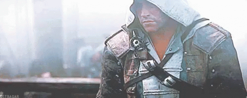 Man in Hooded Jacket with Sword