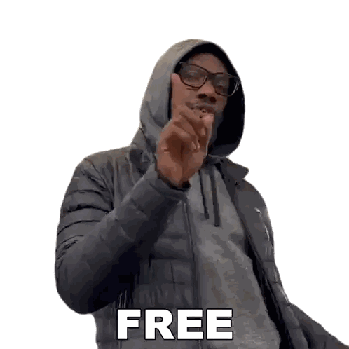 Man in Hoodie and Glasses Saying Free