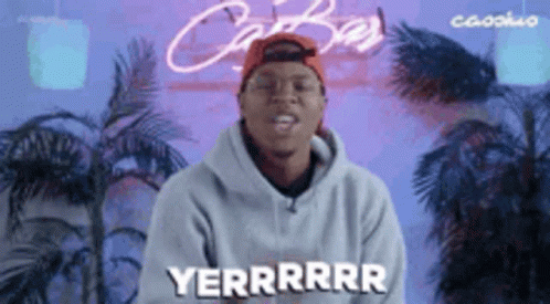 Man in Hoodie and Red Hat Making Funny Face Saying Yerrrrrr