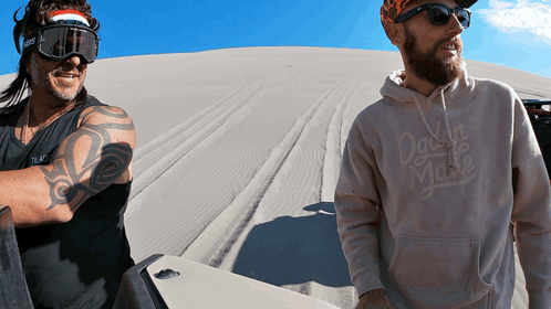 Man In Hoodie Saying Dawn To Waste Next To Another Man GIF