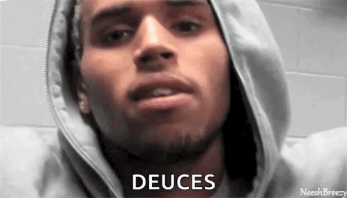 Man in Hoodie Saying Deuces