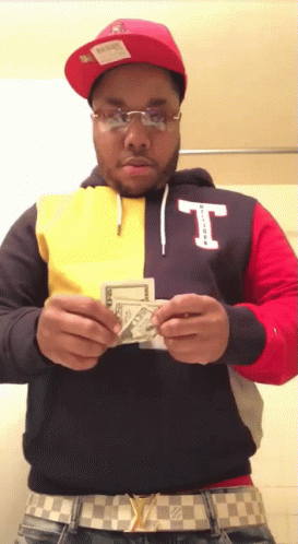 Man In Hoodie With Letter T Counting Money GIF