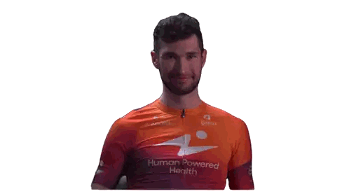 Man in Human Powered Health Jersey Saluting
