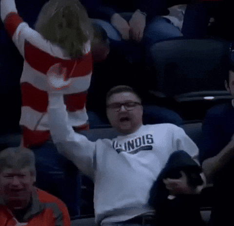 Man in Illinois Sweatshirt Dancing
