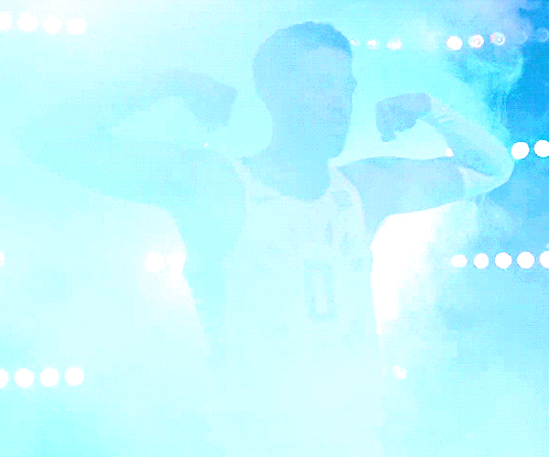 Man In Indiana Pacers Jersey Flexing GIF