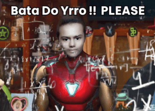 Man In Iron Man Suit In Front Of Chalkboard GIF
