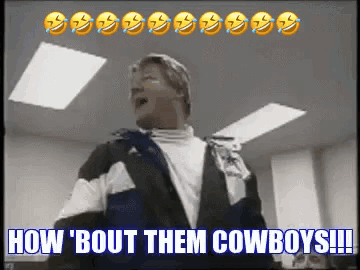 Man In Jacket Saying How Bout Them Cowboys GIF