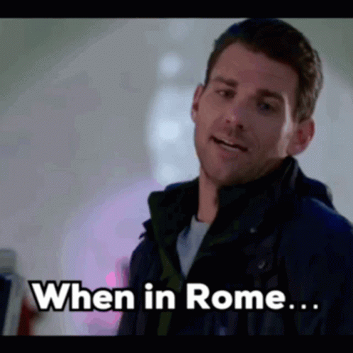 Man in Jacket Saying When in Rome