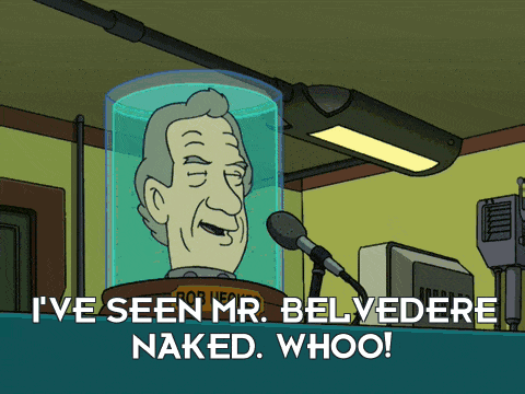 Man in Jar Saying I've Seen Mr. Belvedere Naked Whoo