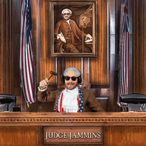 Man In Judge Chair Named Judge Jamming GIF