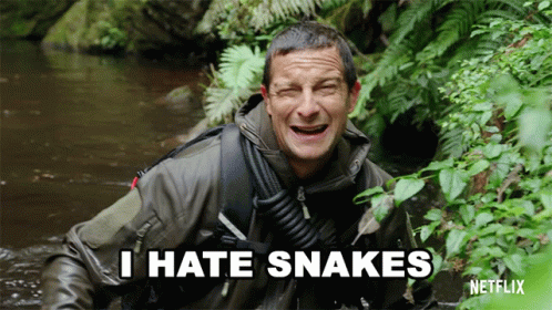 Man in Jungle Saying I Hate Snakes