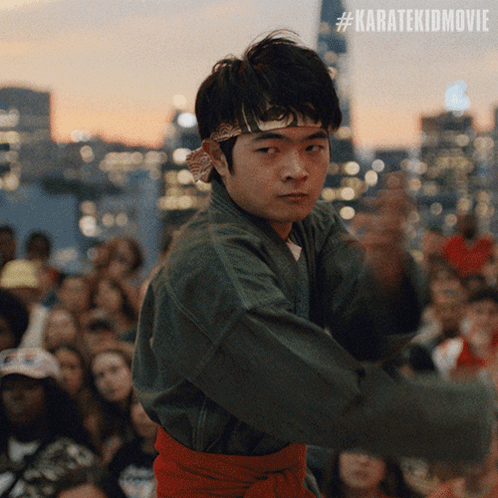 Man In Karate Uniform Before Crowd #Karatekidmovie GIF