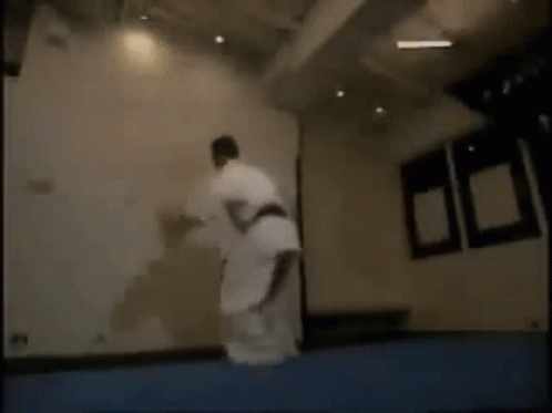 Man In Karate Uniform Jumping GIF
