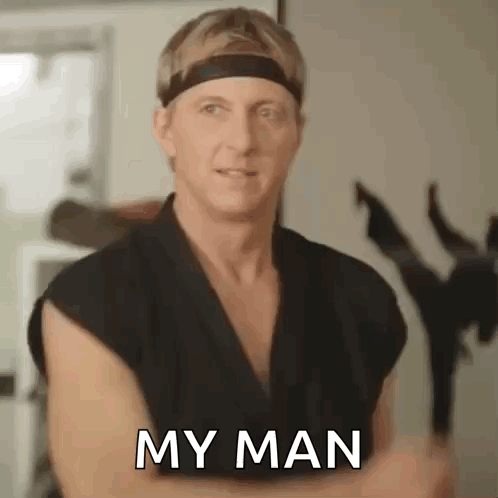 Man in Karate Uniform Saying My Man
