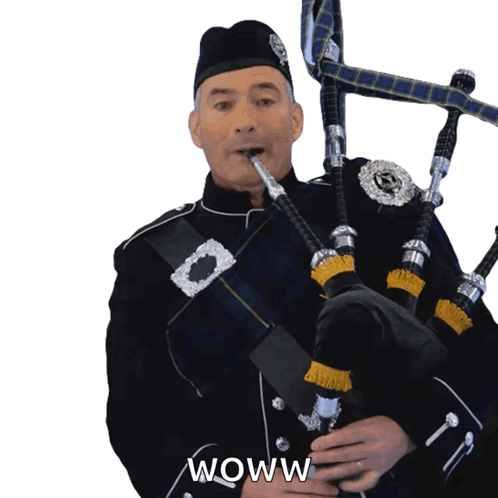 Man in Kilt Playing Bagpipes Woww