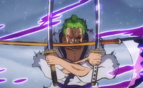 Man In Kimono Holding Two Swords GIF