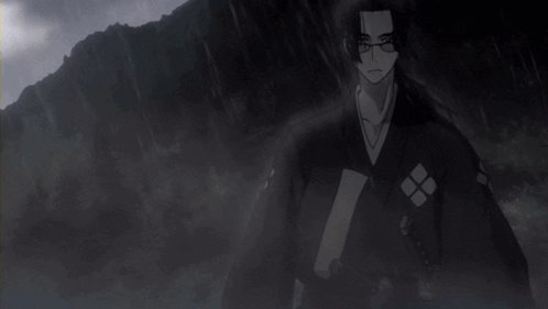 Man in Kimono in Foggy Mountain