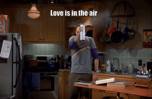 Man In Kitchen Love Is In The Air GIF