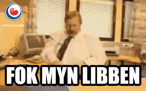 Man in Lab Coat and Tie Saying Fok Myn Libben