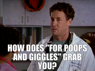 Man in Lab Coat Asking Woman For Poops and Giggles Grab You