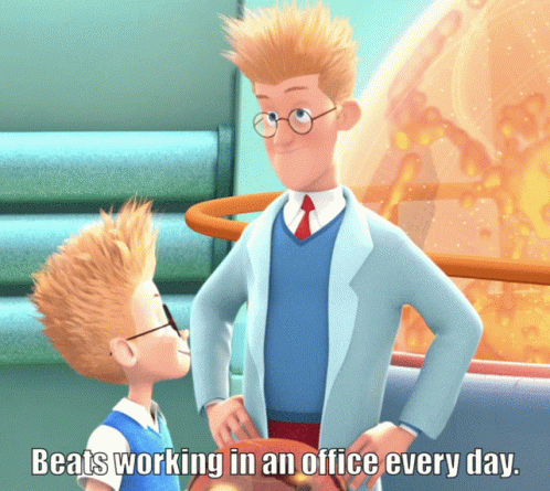 Man in Lab Coat Next to Boy in School Uniform Beats Working in an Office Every Day