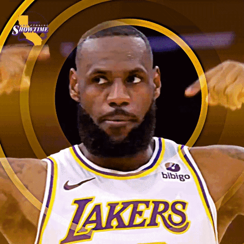 Man In Lakers Jersey Pointing GIF