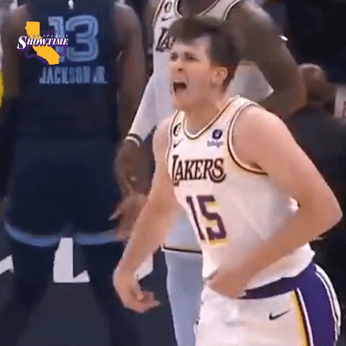 Man In Lakers Jersey Screaming GIF