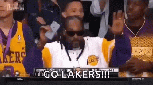 Man In Lakers Jersey Watching Basketball GIF