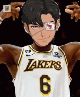 Man In Lakers Jersey With Eye Bandage GIF
