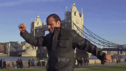 Man In Leather Jacket Dancing GIF