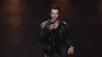 Man In Leather Jacket Holding Microphone GIF