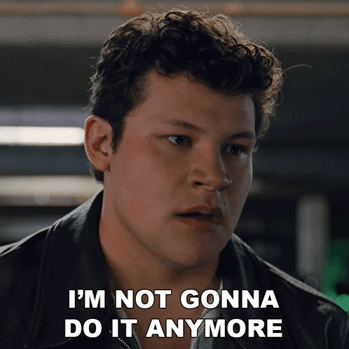 Man in Leather Jacket Saying I'm Not Gonna Do It Anymore