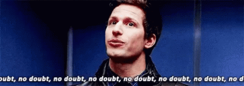 Man in Leather Jacket Saying No Doubt No Doubt No Doubt No Doubt