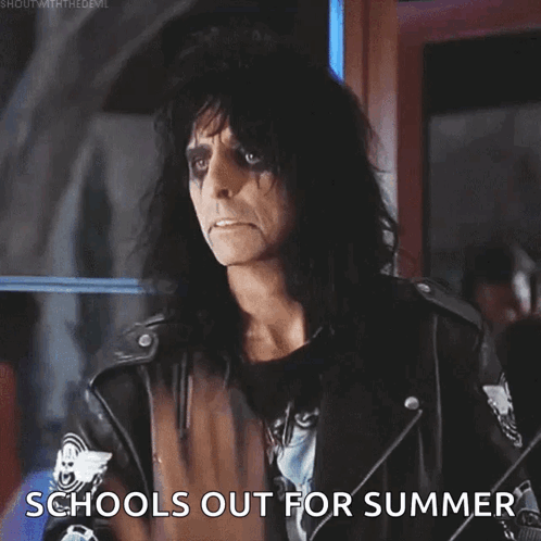 Man in Leather Jacket Saying Schools Out