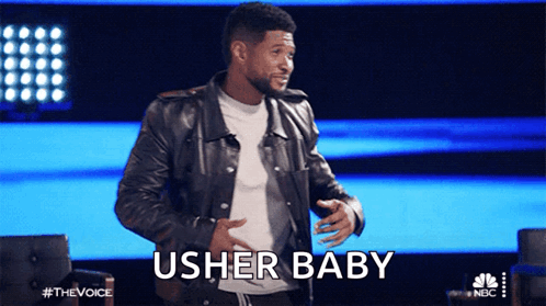 Man In Leather Jacket Saying Usher Baby GIF