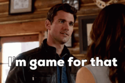 Man In Leather Jacket Says I'm Game GIF