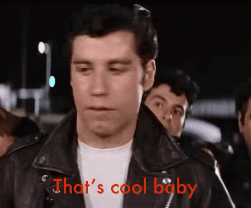 Man in Leather Jacket Says That's Cool Baby