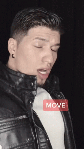 Man in Leather Jacket With Move Sticker