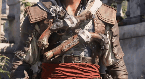 Man in Leather Jacket With Two Guns on Waist