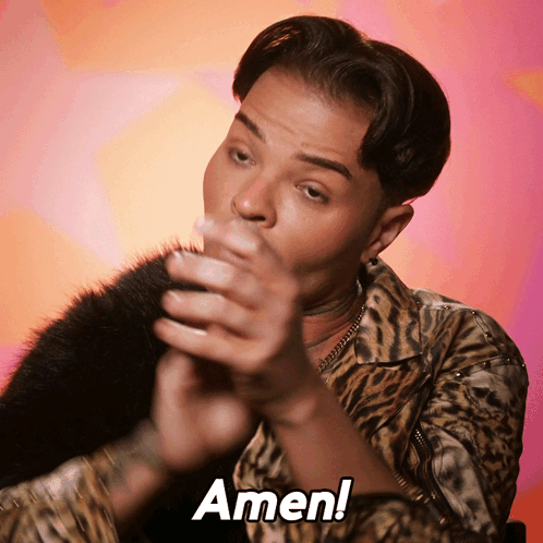 Man in Leopard Print Shirt Praying Amen