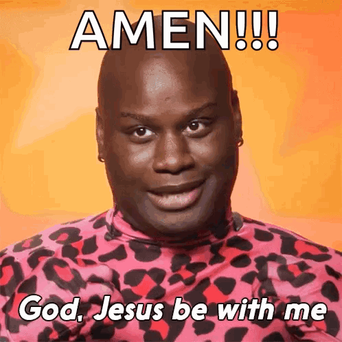 Man in Leopard Print Shirt Saying Amen