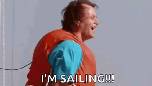Man In Life Jacket Saying I'm Sailing!!! GIF